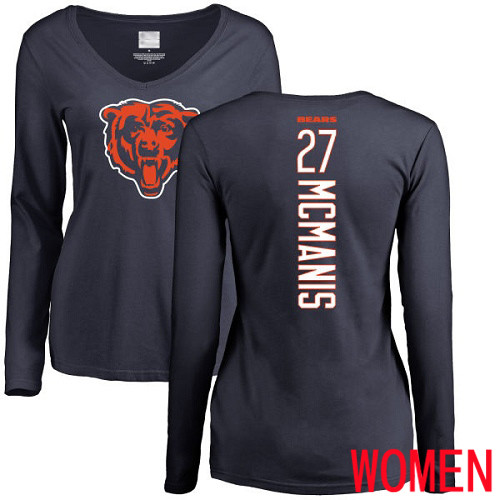 Chicago Bears Navy Blue Women Sherrick McManis Backer NFL Football #27 Long Sleeve T Shirt->nfl t-shirts->Sports Accessory